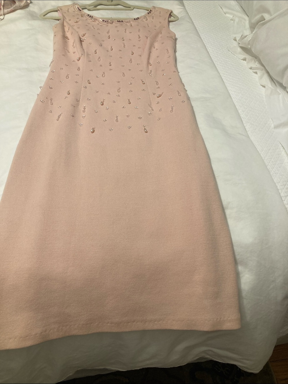 Spectacular Italian peach 1960s pearl and beaded embellished dress